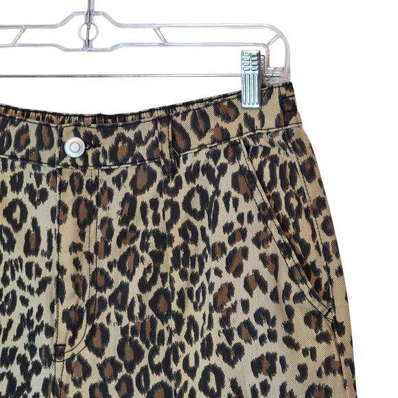 House of Harlow Leopard Animal Print Pant Wide Leg High Rise Brown Black Size M - Picture 4 of 13